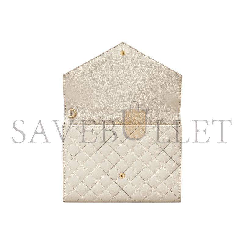 YSL ENVELOPE FLAP POUCH IN MIX MATELASSÉ GRAIN DE POUDRE LEATHER 651030BOW919207 (21*16*3cm)
